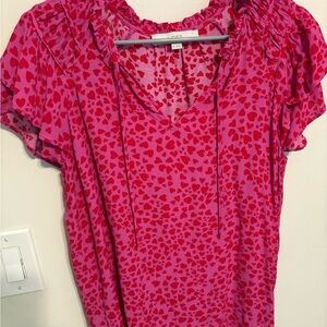 LOFT Pink Heart Print Women's Top